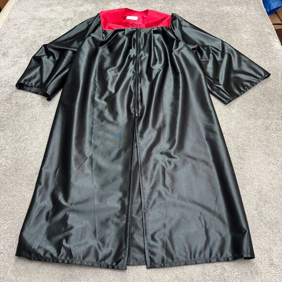 Balfour Academy Graduation Satin Robe Gown Unisex Adult Black Red 5'9 to 5'11 - Picture 1 of 12